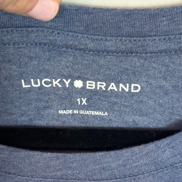 Lucky Brand Womens Blue Butterfly Graphic Print Short Sleeve Tee Size 1X boho - Picture 3 of 7